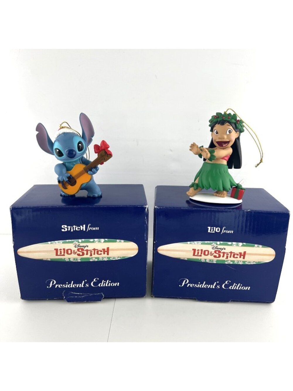 Set of 2 Lilo and Stitch Disney Presidents Edition Ornaments in Original Box